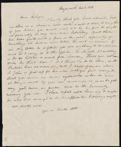 Letter from Anne Warren Weston, Weymouth, [Mass.], to Deborah Weston, Nov. 5, 1838