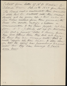 Extract of a letter from Anne Warren Weston, Boston, to Deborah Weston, Feb. 18th, 1839