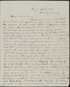 Letter from Anne Warren Weston, Boston, to Mary Weston, Feb. 27, 1839