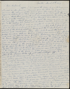 Letter from Anne Warren Weston, Boston, to Deborah Weston, March 11th, 1839