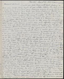 Letter from Anne Warren Weston, Boston, to Deborah Weston, March 23, 1839, Saturday eve'g