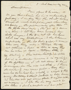 Letter from Caroline Weston, [Weymouth?, Mass.], to Deborah Weston, 9 o'clock, Wednesday eve'g, [1838?]