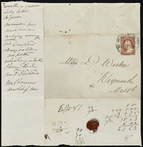 Envelopes addressed to Deborah Weston, New York and New Bedford, MA, Apr[il] 8 and Oct[ober] 7
