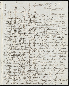 Letter from Caroline Weston, Boston, [Mass.], to Deborah Weston, July 20th, [1841?], Tuesday evening