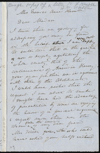 Draft of letter from Anne Warren Weston to Fanny Kemble, [1849?]
