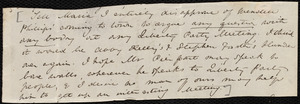 Fragment of letter from Anne Warren Weston to Emma Forbes Weston, [October 15, 1843?]