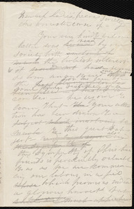 Letter from Caroline Weston to Mrs Worcester and the Newark Ladies' Peace Society