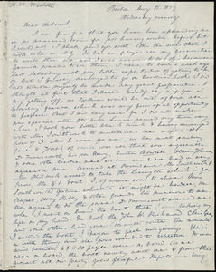 Incomplete letter from Anne Warren Weston, Boston, to Deborah Weston, May 15, 1839. Wednesday evening