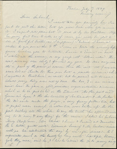 Letter from Anne Warren Weston, Boston, to Deborah Weston, July 7, 1839, Sunday evening