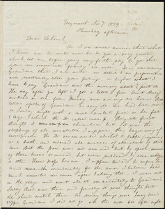 Letter from Anne Warren Weston, Weymouth, [Mass.], to Deborah Weston, Nov. 7, 1839, Thursday afternoon