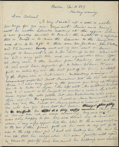 Letter from Anne Warren Weston, Boston, to Deborah Weston, Dec. 11, 1839, Tuesday evening