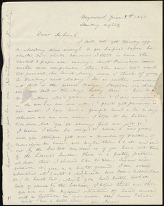 Letter from Anne Warren Weston, Weymouth, [Mass.], to Deborah Weston, June 8th, 1840, Tuesday night