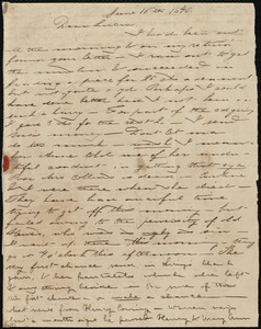 Letter from Deborah Weston, [Boston?, Mass.], to Lucia Weston, June 16th, 1840