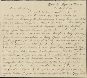 Letter from Anne Warren Weston, West St., [Boston], to Lucia Weston, Sept. 28th, 1840, 4 o'clock p.m