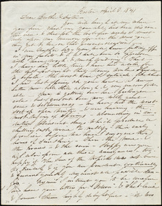 Incomplete letter from Caroline Weston, Boston, [Mass.], to Maria Weston Chapman and Henry Grafton Chapman, April 5, 1841