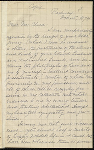 Letter from William Lloyd Garrison, Roxbury, to Lydia Maria Child, Oct. 25, 1874