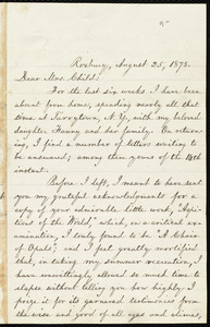 Letter from William Lloyd Garrison, Roxbury, to Lydia Maria Child, August 25, 1878