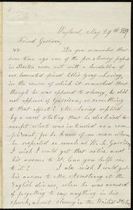 Letter from Lydia Maria Child, Wayland, to William Lloyd Garrison, May 29th. [1859]