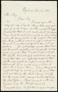 Letter from Lydia Maria Child, Wayland, to Samuel May, Feb. 26, 1860