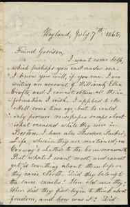Letter from Lydia Maria Child, Wayland, to William Lloyd Garrison, July 7 'th, 1865
