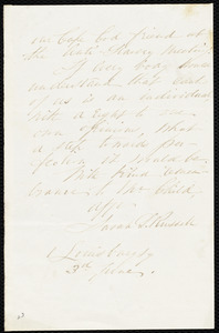 Incomplete letter from Sarah L. Russell, 1 Louisburg Sq., [Boston], to Lydia Maria Child, 3d June
