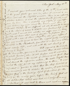 Letter from Lydia Maria Child, New York, to Maria Weston Chapman, May 11th [1842]