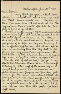 Letter from Lydia Maria Child, Northampton, to Caroline Weston, July 27th 1838