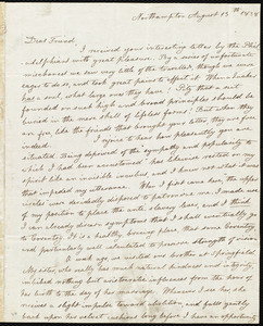Letter from Lydia Maria Child, Northampton, to Caroline Weston, August 13th 1838