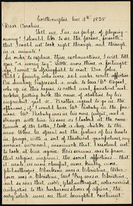 Letter from Lydia Maria Child, Northampton, to Caroline Weston, Nov. 18th, 1838