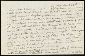 Letter from Lydia Maria Child to Maria Weston Chapman, Sunday March 24th [1839]