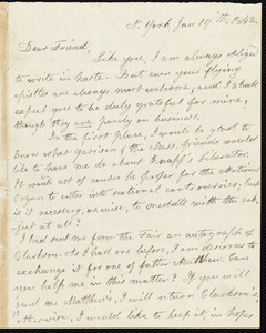Letter from Lydia Maria Child, N. York, to Maria Weston Chapman, Jan 19'th,1842