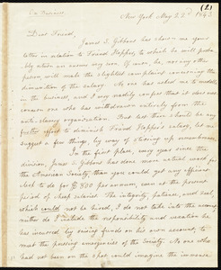 Letter from Lydia Maria Child, New York, to Ellis Gray Loring, May 22d 1843