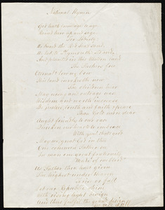 National Hymn by Lydia Maria Child, West Boylston, Oct 25, 1853