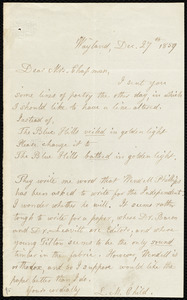 Letter from Lydia Maria Child, Wayland, to Maria Weston Chapman, Dec. 27th 1859