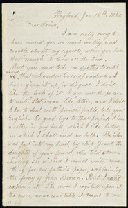 Letter from Lydia Maria Child, Wayland, to Maria Weston Chapman, Jan. 15th, 1860