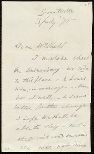 Letter from Wendell Phillips, Grantville, to Lydia Maria Child, 3 July '75