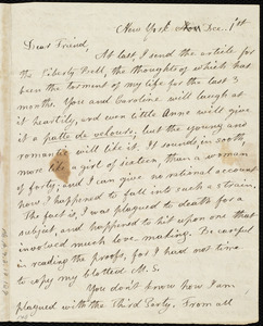 Letter from Lydia Maria Child, New York, to Maria Weston Chapman, Dec. 1 'st [1841?]