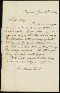 Letter from Lydia Maria Child, Wayland, to Samuel May, Jan. 24'th, 1866
