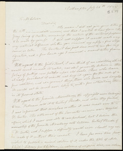 Letter from Lydia Maria Child, Northampton, to Samuel Colman, July 26'th 1838
