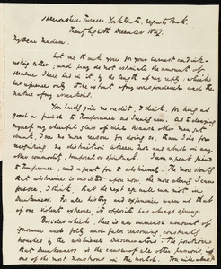 Letter from Charles Dickens, 1 Devonshire Terrace, York Gate, Enfants Park, [London?], to Lydia Maria Child, Twenty-Eight December 1842