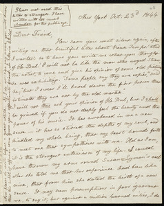 Letter from Lydia Maria Child, New York, to John Sullivan Dwight, Oct. 23d, 1844
