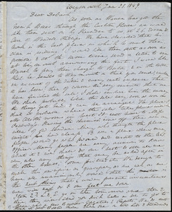 Incomplete letter from Anne Warren Weston, Weymouth, [Mass.], to Deborah Weston, Jan. 28, 1849