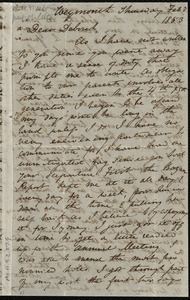 Incomplete letter from Anne Warren Weston, Weymouth, [Mass.], to Deborah Weston, Thursday, Feb. 3, 1853