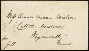 Letter from George Thompson, New Bedford, Mass, to Anne Warren Weston, Sunday Evening, 1/2 past 11 P.M., February 2, 1851
