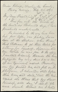 Letter from George Thompson, Union Village, Washington County, to Anne Warren Weston, Friday Morning, Feb. 21, 1851