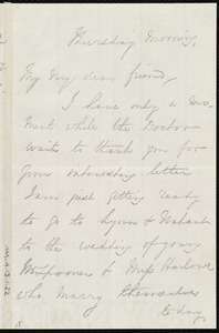 Letter from George Thompson to Anne Warren Weston, Thursday Morning, [June? 1851]