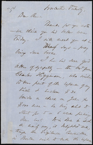 Letter from Thomas Wentworth Higginson, Worcester, [Mass.], to Anne Warren Weston, Tue[s]. ev'g. [June 1854]