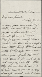 Mabel Loomis Todd, Amherst, Mass., autograph letter signed to Thomas Wentworth Higginson, 23 August 1893