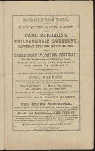Boston Music Hall, fourth and last of Carl Zerrahn's philharmonic concerts, Saturday evening, March 26, 1859