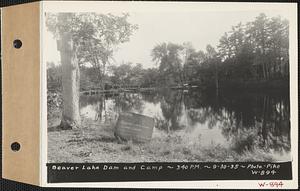 Beaver Lake dam and camp, Ware, Mass., Sep. 30, 1935